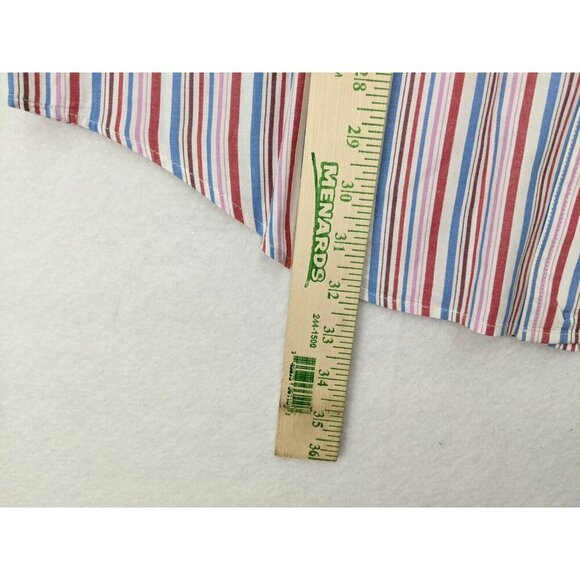 Chaps Men's Shirt Size L Red White Blue Striped Long Sleeve Button-Up - Picture 11 of 12